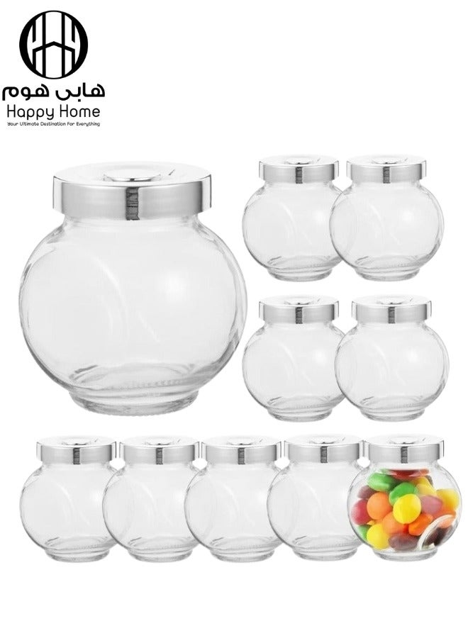 Happy Home Glass Spice Containers Set of 8 Spice Jars with Tight Lids, Glass Containers for Spices, Perfect Kitchen Containers for Salt, Pepper, Coffee (Transparent, 180 ml) - Image 1