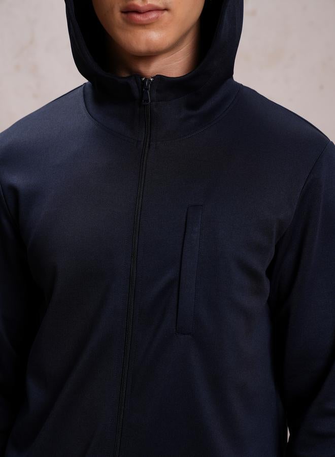 HIGHLANDER Solid Zip-Up Hooded Jacket by Styli - Image 2