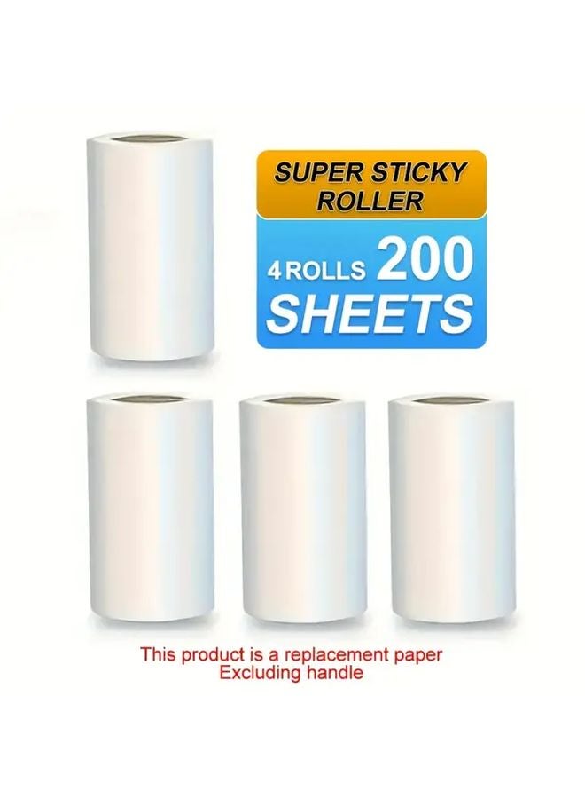Replacement Roller 4 Rolls Adhesive Hair Remover Paper Super Sticky Lint Pet Hair Removal - Image 1