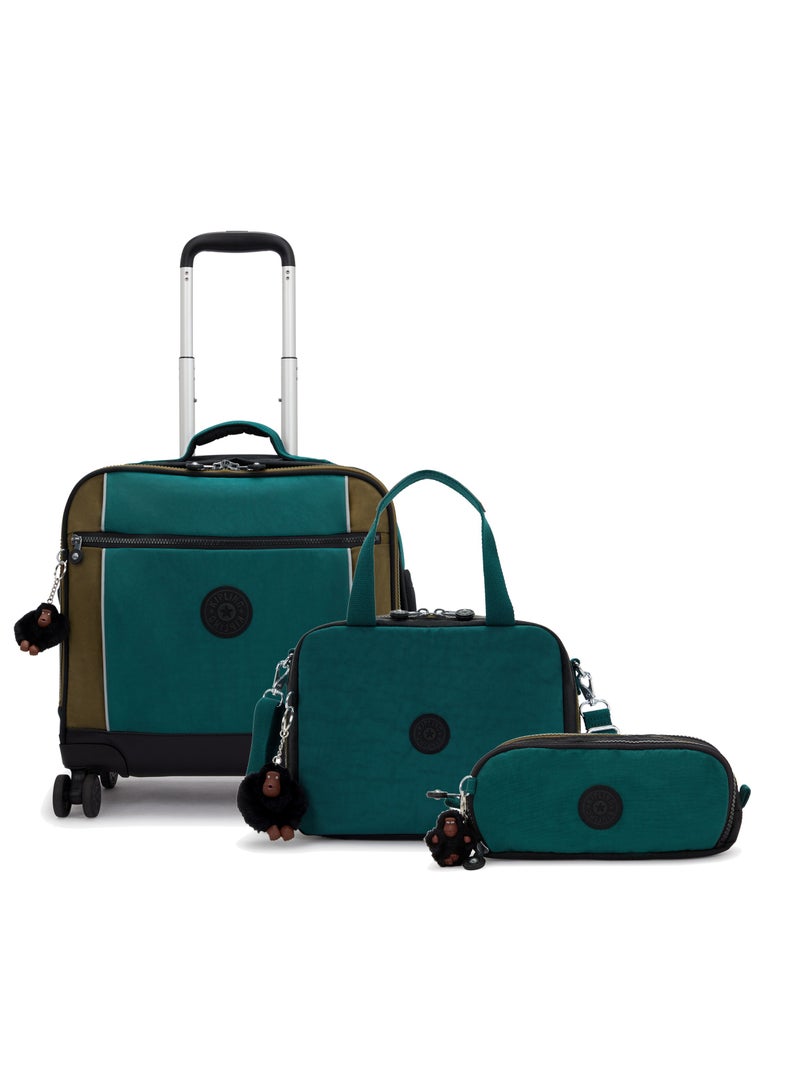 kipling Storia + Miyo + Gitroy (Buy Trolley + Lunch Bag & Get Free Pencil Case) (Set of 3pcs Bundle) Black Khaki Block - Image 1