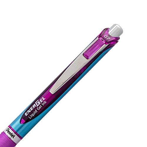 Pentel Gel Ink Pen, EnerGel RTX Retractable Gel Pen, 0.7mm, Needle Tip, Violet Ink, 2 Pack (BLN77BP2V) - Image 3
