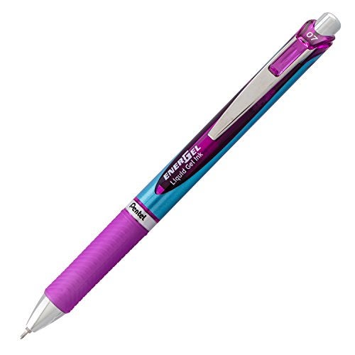 Pentel Gel Ink Pen, EnerGel RTX Retractable Gel Pen, 0.7mm, Needle Tip, Violet Ink, 2 Pack (BLN77BP2V) - Image 2