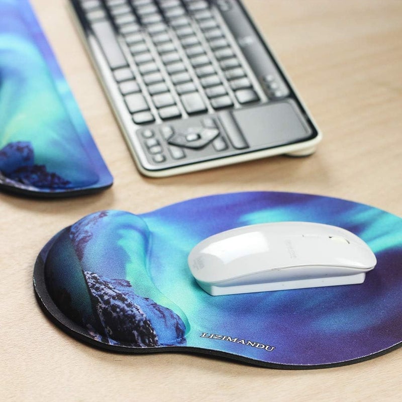 Keyboard Wrist Rest Pad and Mouse Wrist Rest Support Mouse Pad - Durable & Comfortable & Lightweight for Easy Typing & Pain Relief-Ergonomic Support (Northern Light) - Image 3