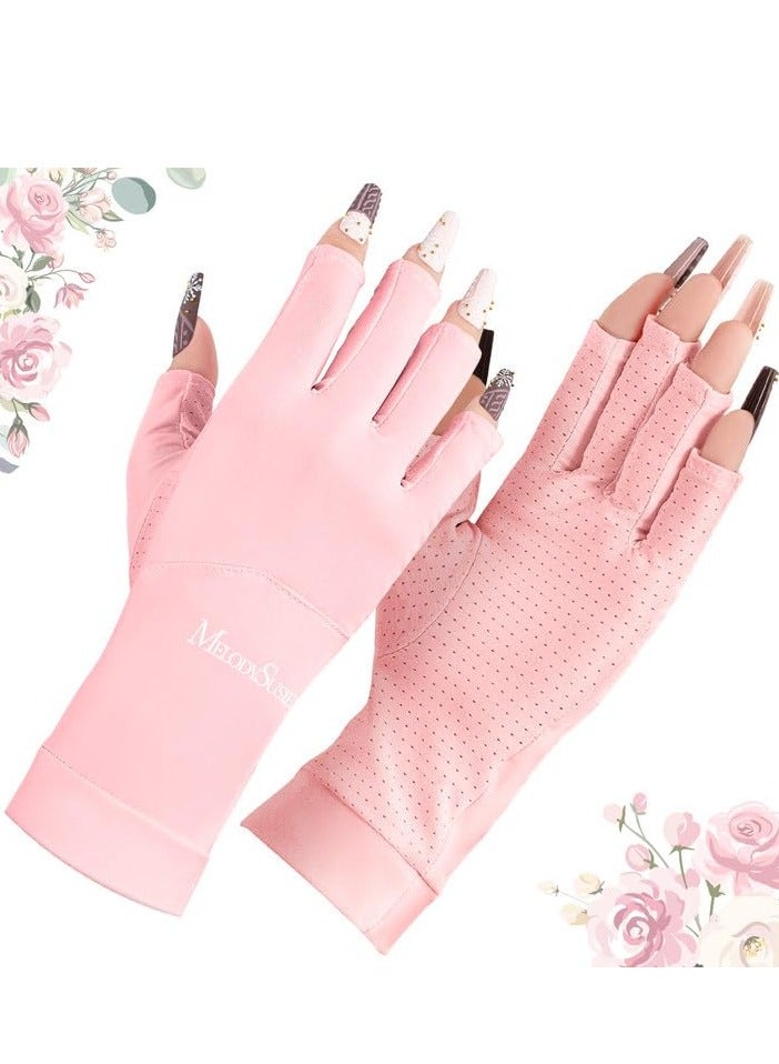 MelodySusie MelodySusie Premium UV Gloves for Nails,Professional UPF99+ UV Protection Gloves for Manicures, Ultra Cool Feeling Fabric, Nail Art Skin Care Fingerless Anti UV Glove Protect Hands from UV Harm  - Image 1