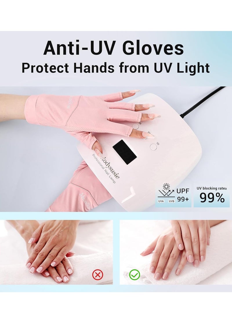 MelodySusie MelodySusie Premium UV Gloves for Nails,Professional UPF99+ UV Protection Gloves for Manicures, Ultra Cool Feeling Fabric, Nail Art Skin Care Fingerless Anti UV Glove Protect Hands from UV Harm  - Image 2
