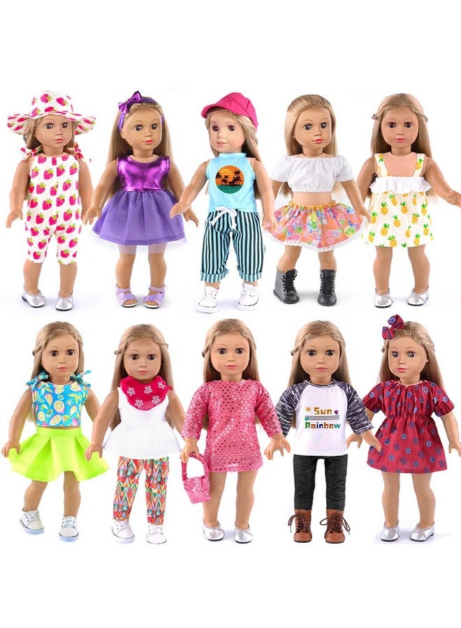 ebuddy 10 Sets 18 Inch Doll Clothes 18 Inch Doll Clothes and Accessories Fit for 18 inch Dolls 18 Inch Girl Doll - Image 1