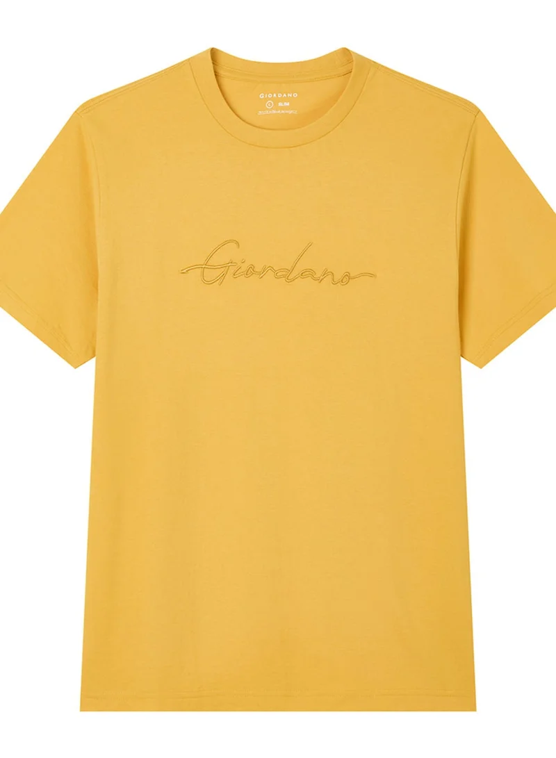 GIORDANO  Men’s Slim Fit Cotton Signature Print Tee for Men | Best Price UAE