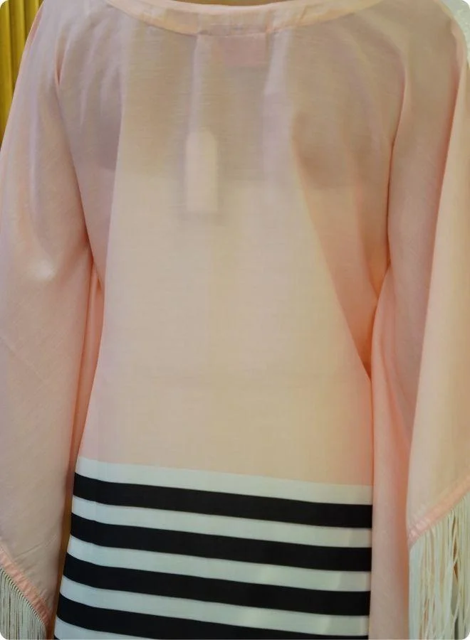 #Be Pink Colorblock Kaftan Set with Striped Detail
