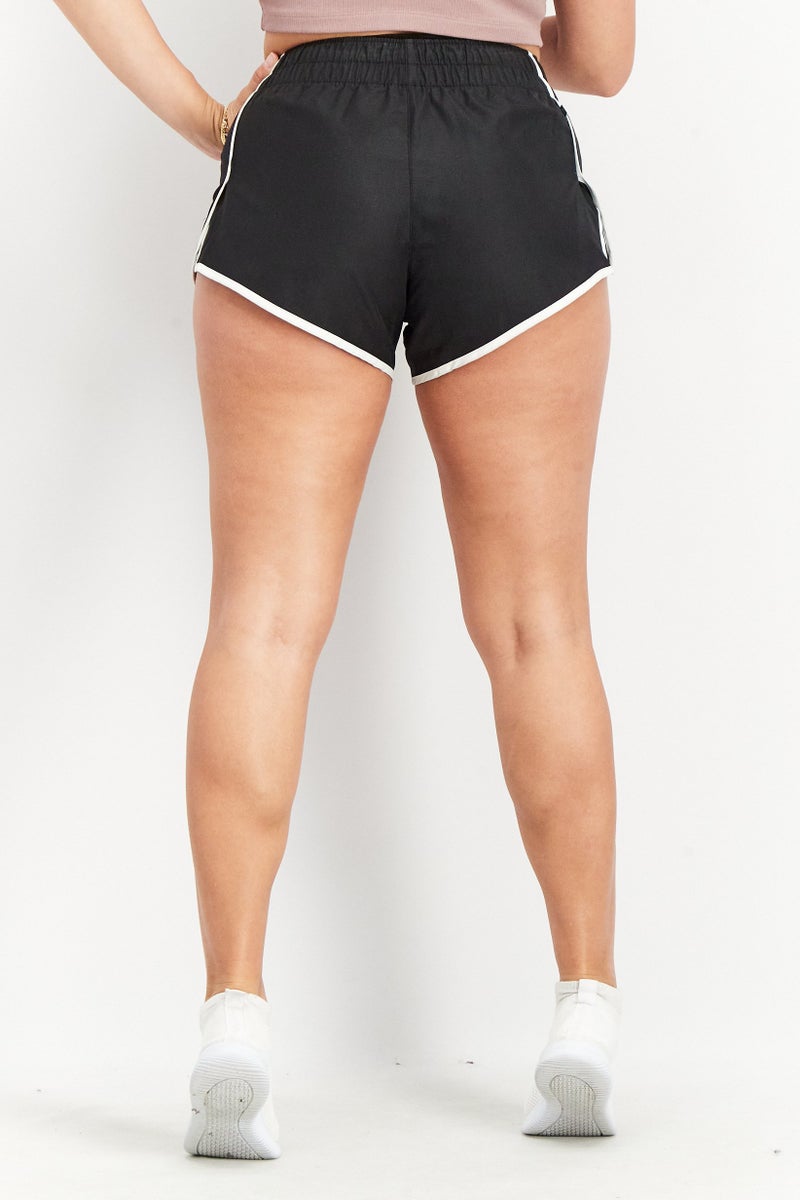 adidas Originals Women Sportswear Fit Brand Logo Laced Shorts, Black  - Image 4