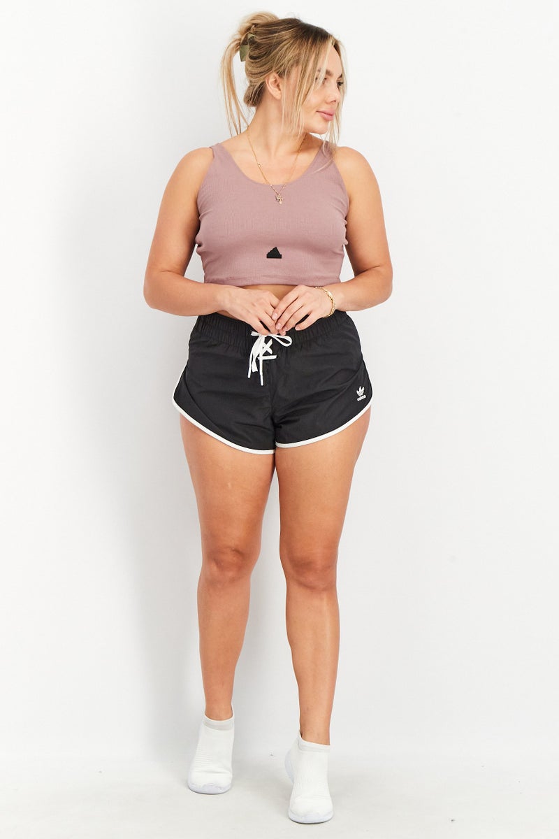 adidas Originals Women Sportswear Fit Brand Logo Laced Shorts, Black  - Image 2