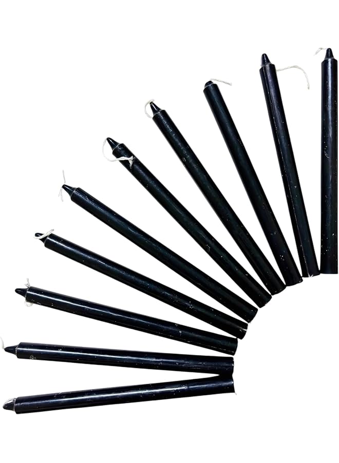 Green Tiger Taper Candles Black Color 10Pcs Candles 1.5cm Round x 19cm Long Candles (19cm Black Candles 10Pcs) - Image 1