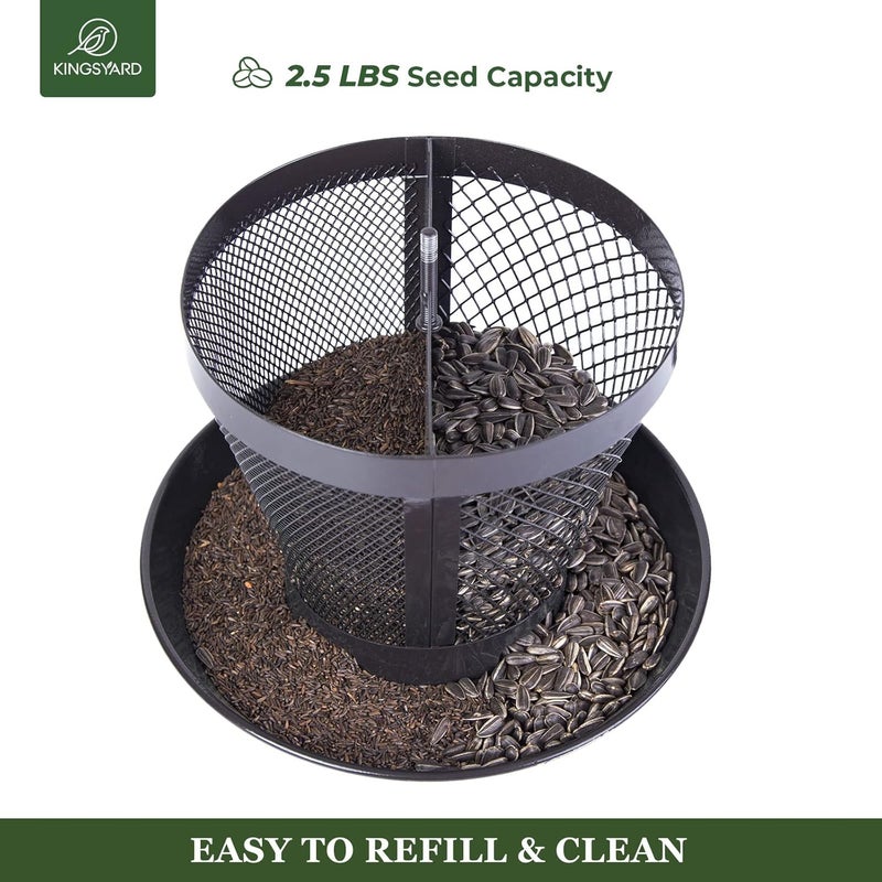Kingsyard Bird Feeder for Outside, Dual-Use Metal Mesh Wild Bird Feeder with Weatherproof Dome Dual, 2.5 lbs Seed Capacity for Finch Cardinal - Image 5