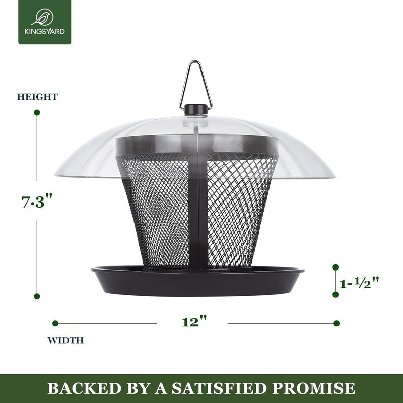 Kingsyard Bird Feeder for Outside, Dual-Use Metal Mesh Wild Bird Feeder with Weatherproof Dome Dual, 2.5 lbs Seed Capacity for Finch Cardinal - Image 3
