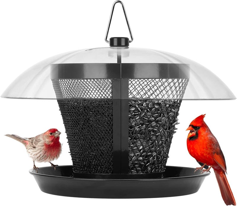 Kingsyard Bird Feeder for Outside, Dual-Use Metal Mesh Wild Bird Feeder with Weatherproof Dome Dual, 2.5 lbs Seed Capacity for Finch Cardinal - Image 1