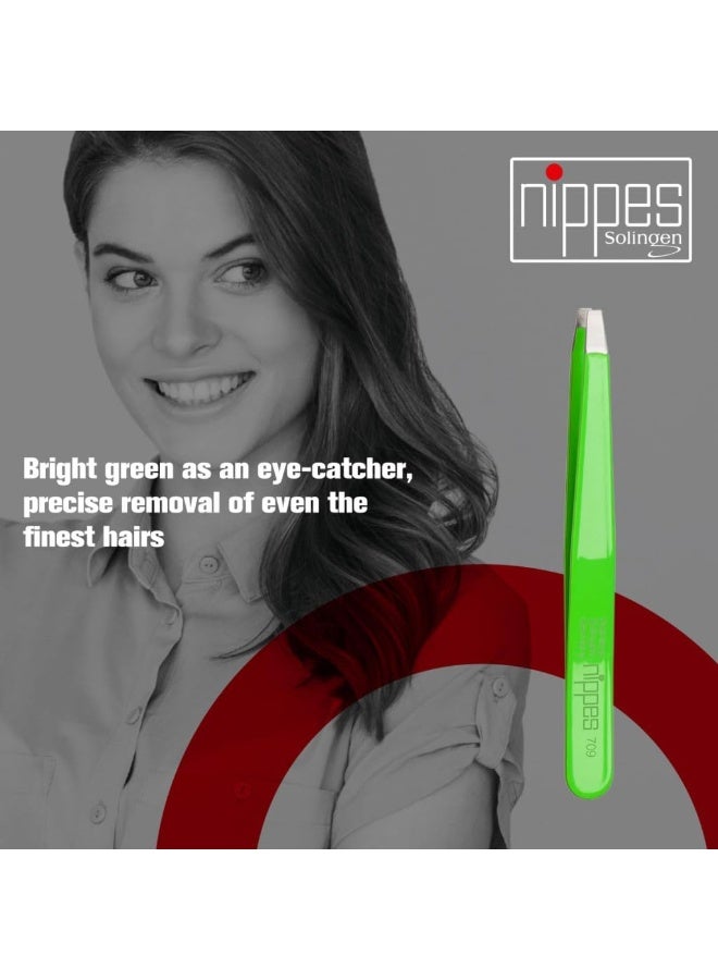 nippes Solingen Tweezer Stainless Steel Colored Bented 709 | Suitable For Fine & Precise Plucking | Handy With Good Grip | Green - Image 3