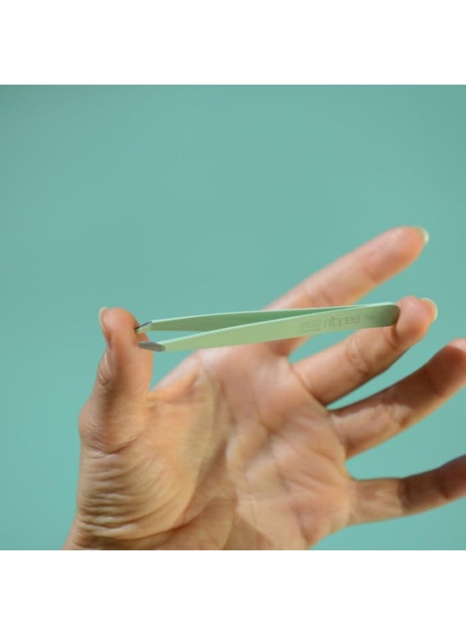 nippes Solingen Tweezer Stainless Steel Colored Bented 709 | Suitable For Fine & Precise Plucking | Handy With Good Grip | Green - Image 4