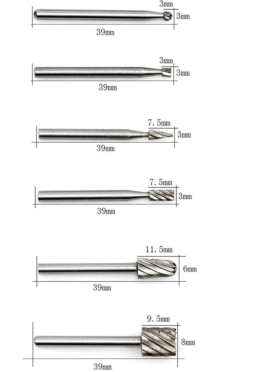 BarkoFix Wood Carving Drill Bit Set 6-Piece Soft Metal Carving Set Router Bits Woodworking Carving Set