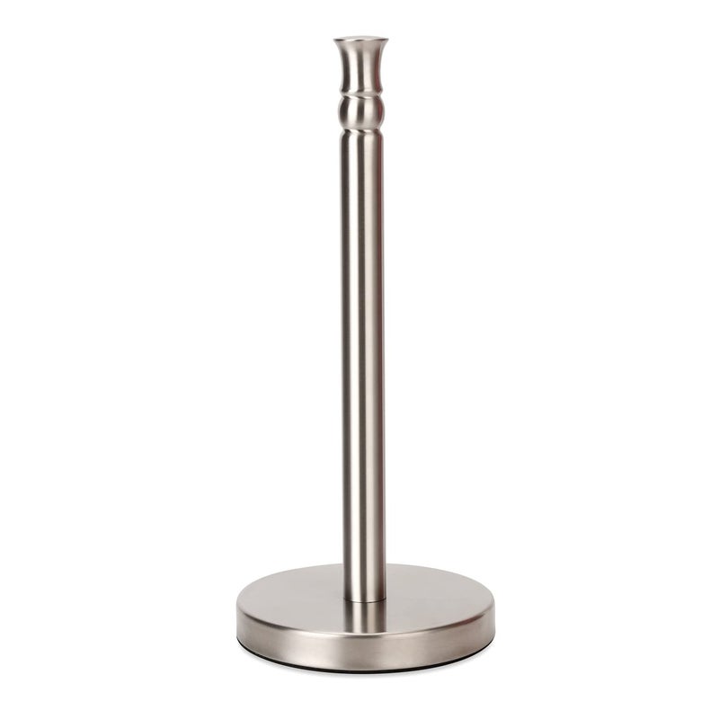 Paper Towel Holder Stand Countertop with Heavy Marble Base Free Standing Paper Towel Holder Silver Brushed Marble Base