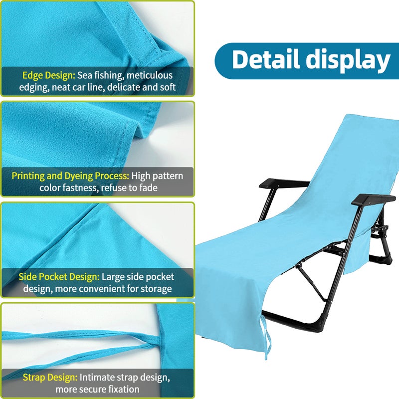 Lounge Chair Towel Cover Beach Chair Cover Ultrafine Fiber with Pockets Extra Long Beach Towels Salon Chair Cover Chaise Lounge Chair Cover - Image 5