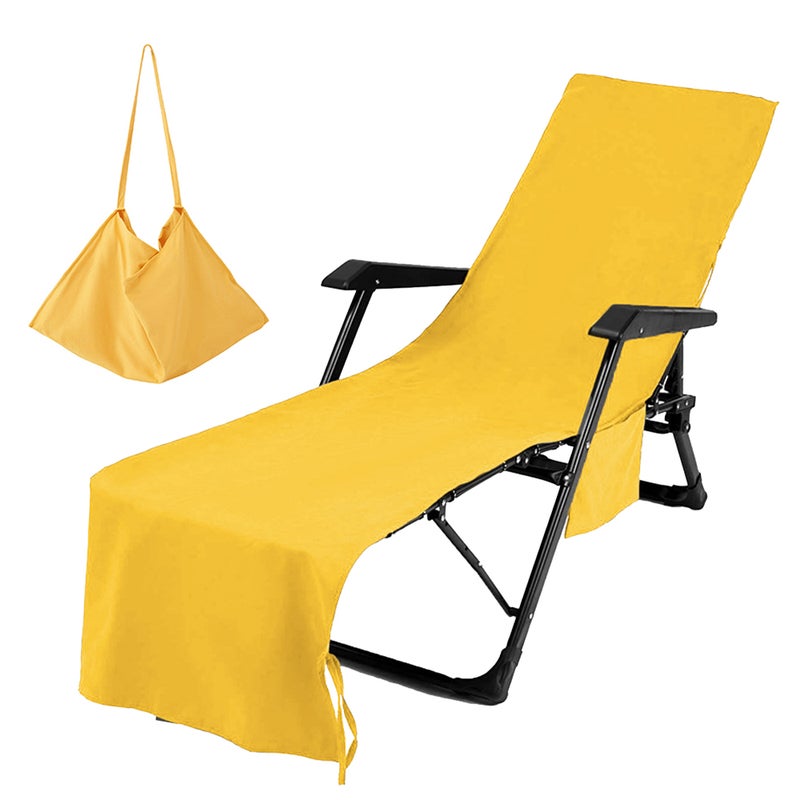 Lounge Chair Towel Cover Beach Chair Cover Ultrafine Fiber with Pockets Extra Long Beach Towels Salon Chair Cover Chaise Lounge Chair Cover - Image 1