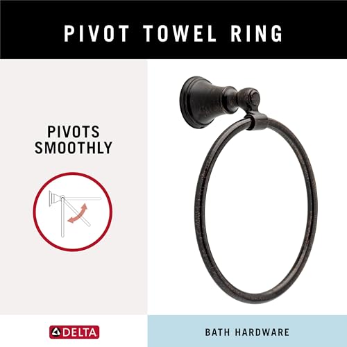 Delta Woodhurst (1-Pack) Hand Towel Holder Venetian Bronze Towel Racks for Bathroom Wall Round Towel Ring Holder for Bath Towel Hanger for Kitchen, Bathroom Accessories 73246-RB - Image 3