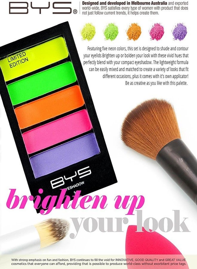 BYS Women's 5-Piece Eye Shadow Palette, Neons Eye Pigments, 0.17 Ounce (Pack of 1) - Image 2