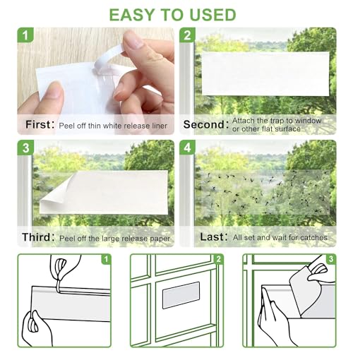 LFSYS 100 Pack Window Fly Trap, Fruit Fly Traps for Indoors, Fly Paper Sticky Strips, Fly Traps for Indoors Bug Catcher Clear - Image 4