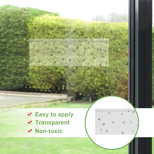 LFSYS 100 Pack Window Fly Trap, Fruit Fly Traps for Indoors, Fly Paper Sticky Strips, Fly Traps for Indoors Bug Catcher Clear - Image 5