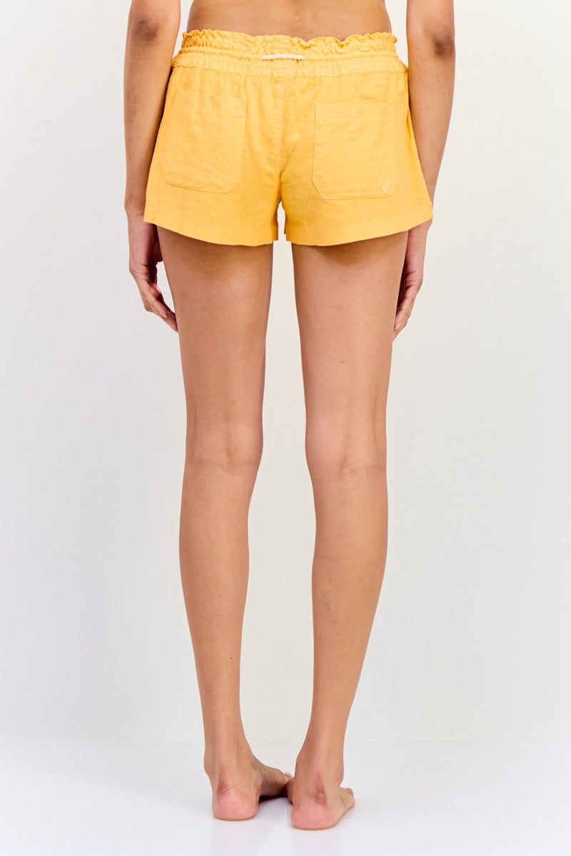 Roxy Women Plain Drawstring Beachwear Shorts, Orange  - Image 4
