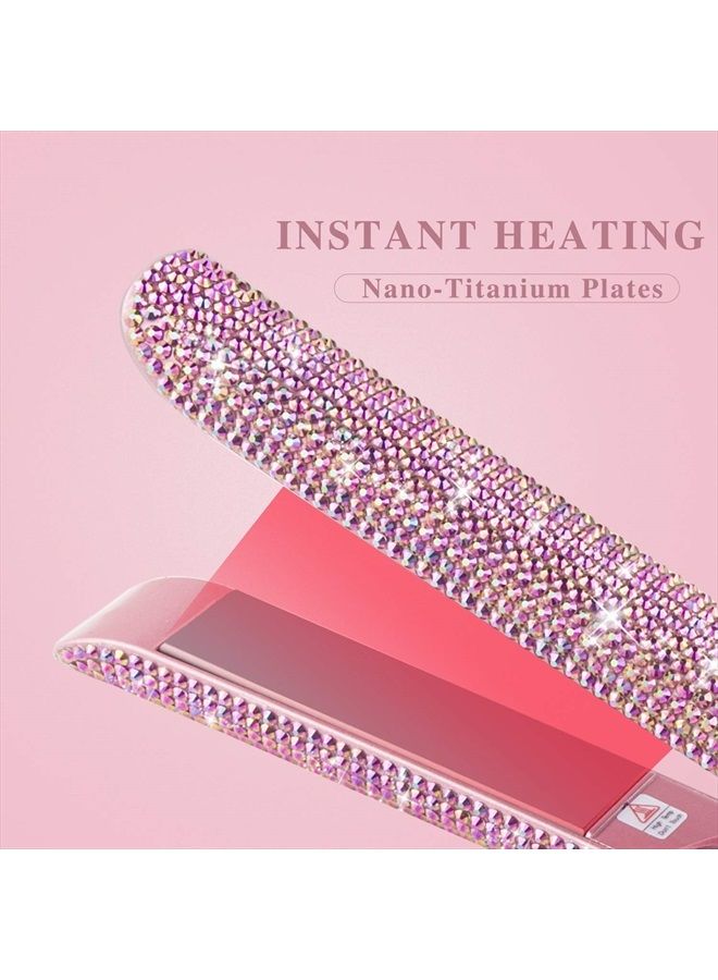 DORISILK Professional Hair Straightener and Curler, DORISILK Titanium Flat Iron Rhinestone Straightening Iron, 2 in 1 Straightening Curling, Salon High Heat 470°F, Dual Voltage, Crystal Diamond Rose Pink - Image 4
