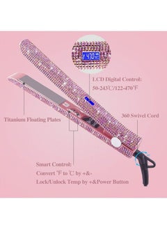 Professional Hair Straightener and Curler, DORISILK Titanium Flat Iron Rhinestone Straightening Iron, 2 in 1 Straightening Curling, Salon High Heat 470°F, Dual Voltage, Crystal Diamond Rose Pink - pzsku/ZFC7E755EB30C83258E13Z/45/_/1680961932/1ffd1ccd-0fd1-49ca-8e61-0bc4775f0b11