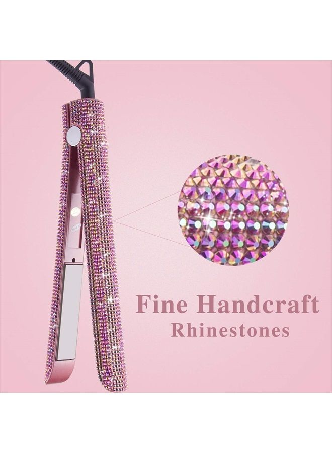 DORISILK Professional Hair Straightener and Curler, DORISILK Titanium Flat Iron Rhinestone Straightening Iron, 2 in 1 Straightening Curling, Salon High Heat 470°F, Dual Voltage, Crystal Diamond Rose Pink - Image 3