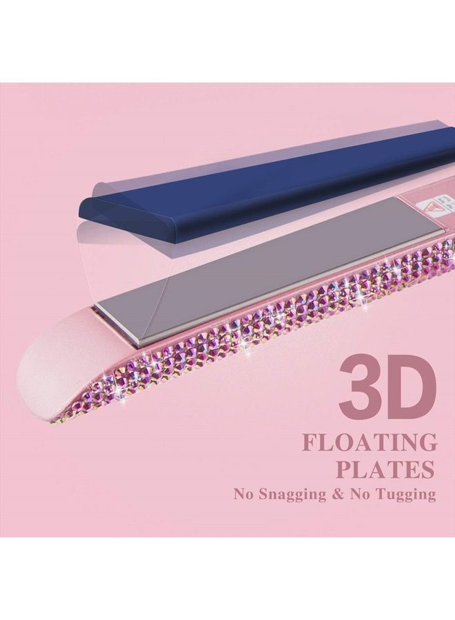 DORISILK Professional Hair Straightener and Curler, DORISILK Titanium Flat Iron Rhinestone Straightening Iron, 2 in 1 Straightening Curling, Salon High Heat 470°F, Dual Voltage, Crystal Diamond Rose Pink - Image 2