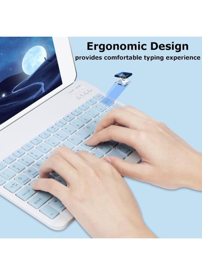 Hedge Wireless Bluetooth Keyboard and Mouse Combo Rechargeable Slim Keyboard Kit with Multi-Device Support Silent Click Mouse Long Battery Life Compact Portable Design for Laptop PC Tablet Blue - Image 3