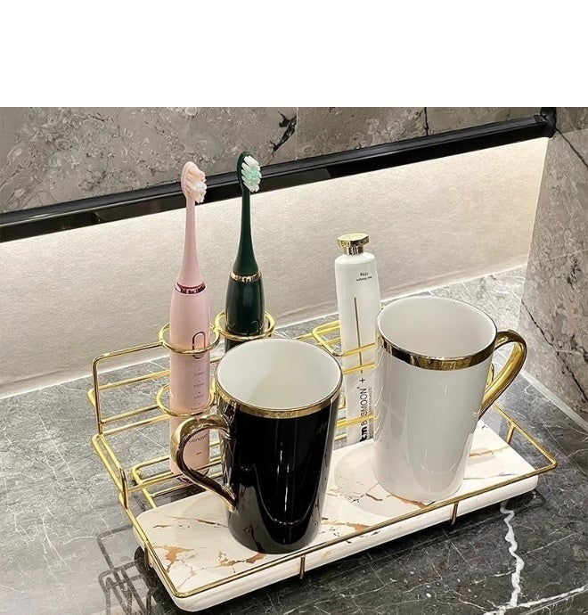 High-end Mouthwash Cup Set for Home Use - Premium Toothbrush Holder and Wash Basin for a Sophisticated Bathroom Experience