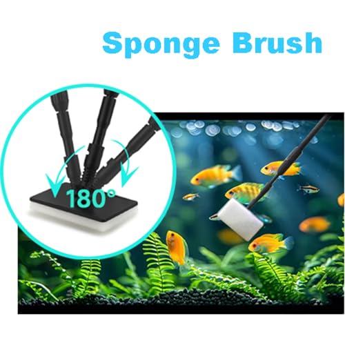 Carefree Fish 4IN1 Aquarium Cleaning Tools Long Handle Adjustable Length 18~24Inch Fish Tank Cleaner Kit Alage Scraper Scrubber Brushes Set - Image 4