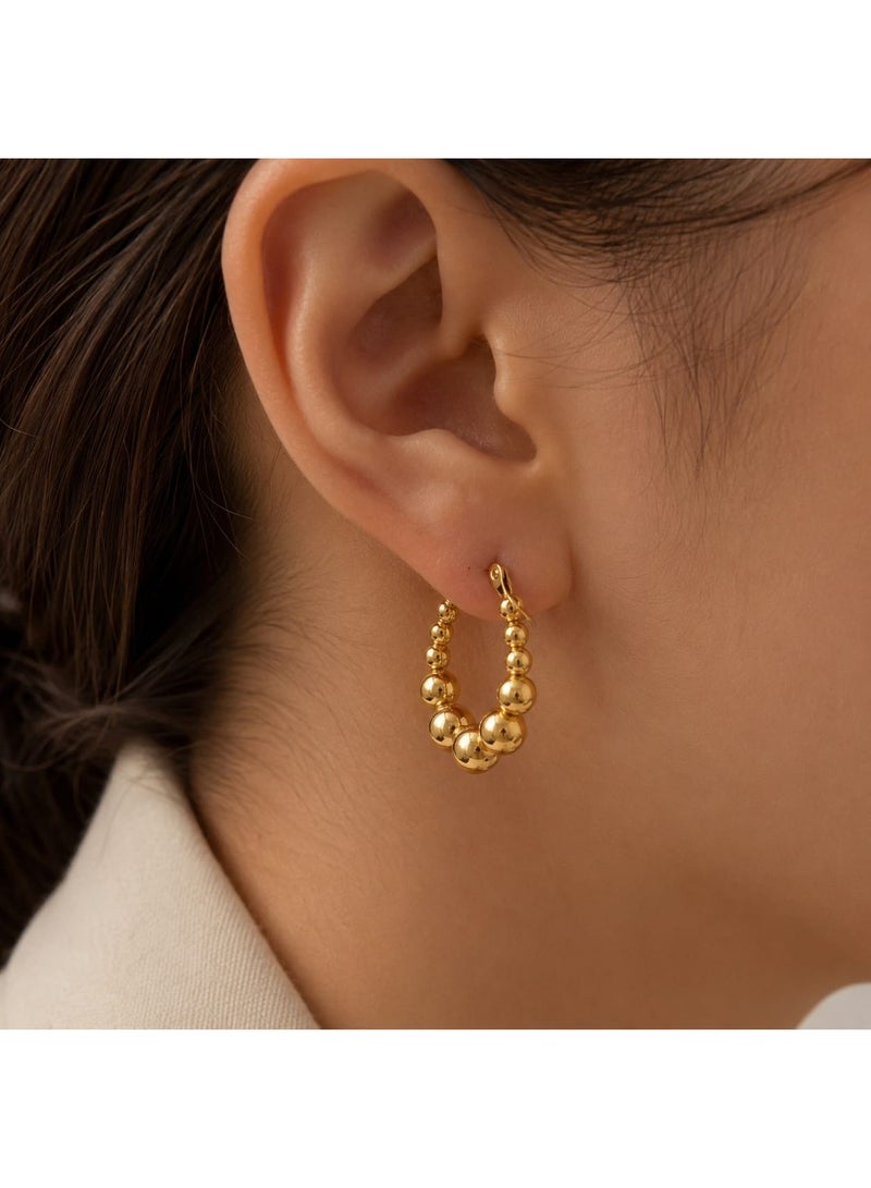 Luxuria Geometric gold-plated women's earrings (gradient bead earrings), made of rust-resistant and tarnish-resistant stainless steel. Jewelry for women. - Image 5