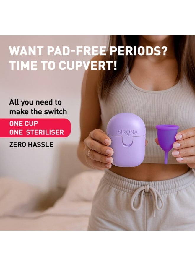 Sirona Reusable Menstrual Cup for Women (Large) with Microwaveable Sterilizer (1 Cup + 1 Sterilier) | FDA Approved | 100% Medical Grade Silicone | Rash Free & Leak-Proof Protection for 8-10 Hours - Image 3