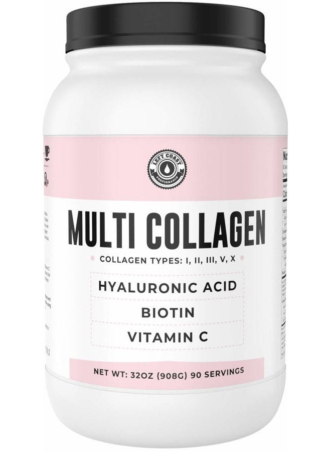 Left Coast Performance Multi Collagen Powder with Biotin, Hyaluronic Acid, Vitamin C (2lb Value Size) | Hydrolyzed Collagen Supplement (Types I, II, III, V, X). Hair, Skin, Nails for Women, Men  - Image 1