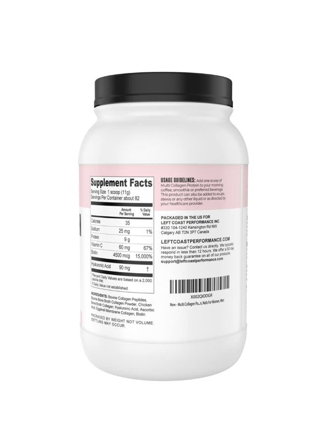 Left Coast Performance Multi Collagen Powder with Biotin, Hyaluronic Acid, Vitamin C (2lb Value Size) | Hydrolyzed Collagen Supplement (Types I, II, III, V, X). Hair, Skin, Nails for Women, Men  - Image 2