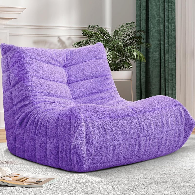 Cansunna Bean Bag Chair Big Sofa Beanbag Chair for Adults Fireside Chair Bean Bag Lounger with Memory Foam Filled for Home,Apartment or Gaming Venue(Purple Teddy) - Image 1