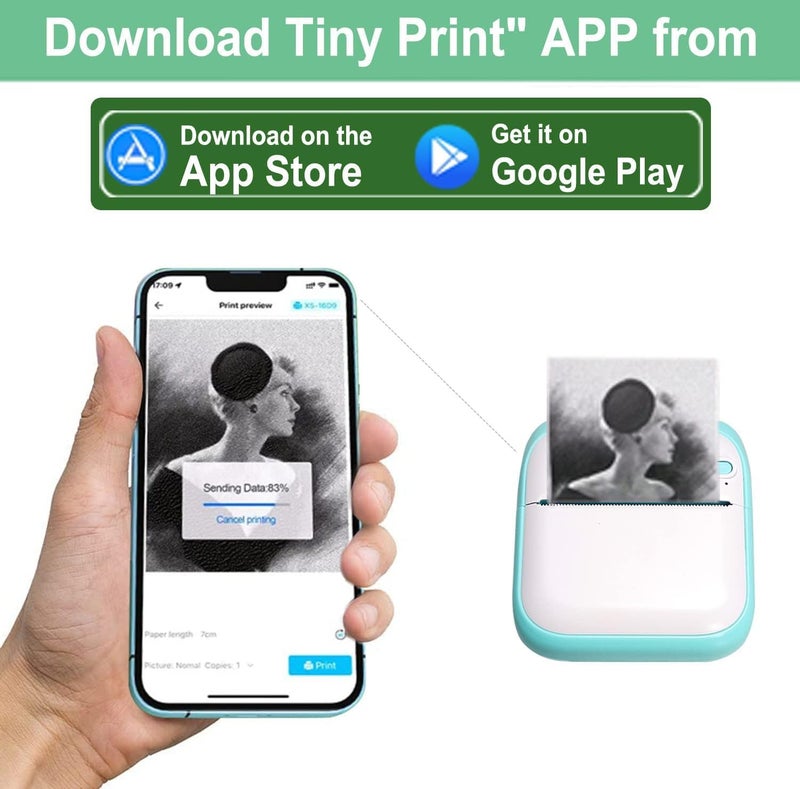 كاست ويف طابعة حرارية صغيرة، طابعة ملصقات محمولة متوافقة مع أنظمة أندرويد وiOS، مزودة بخمس لفات من الملصقات وخمس لفات من الورق الحراري، صور قابلة للطباعة، قوائم، رموز الاستجابة السريعة، ملاحظات - Image 3