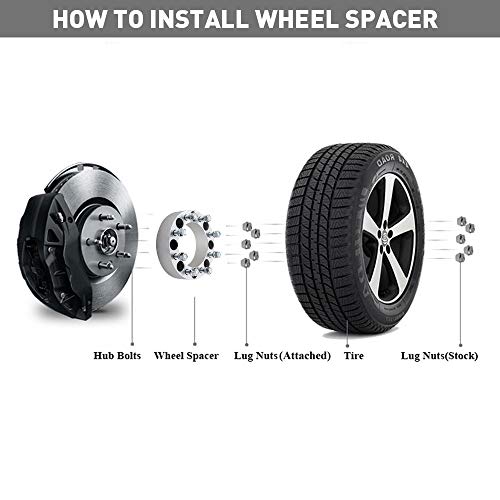 DCVAMOUS 2PC 8x6.5 to 8x170 Wheel Adapters 1.5 Inch with 14x1.5 Studs Compatible with Chevy GMC 8 Lug for Suburban Sierra Silverado 2500 3500 HD | 2014-2022 R-AM 2500 3500 (8x170 Rim on 8x165.1 Truck) - Image 3