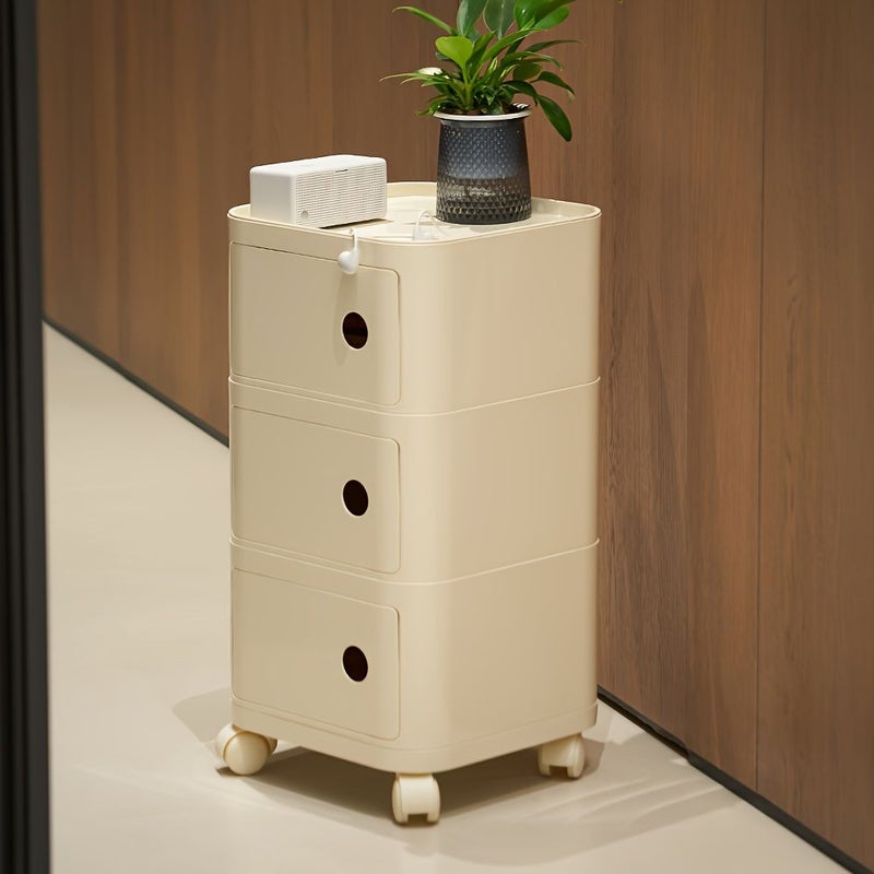 Square ABS Plastic Drawer Style Multi Layer Storage Cabinet For Bedroom Living Room And Kitchen Simple Portable Organizer Matcha Green Four Layer - Image 1