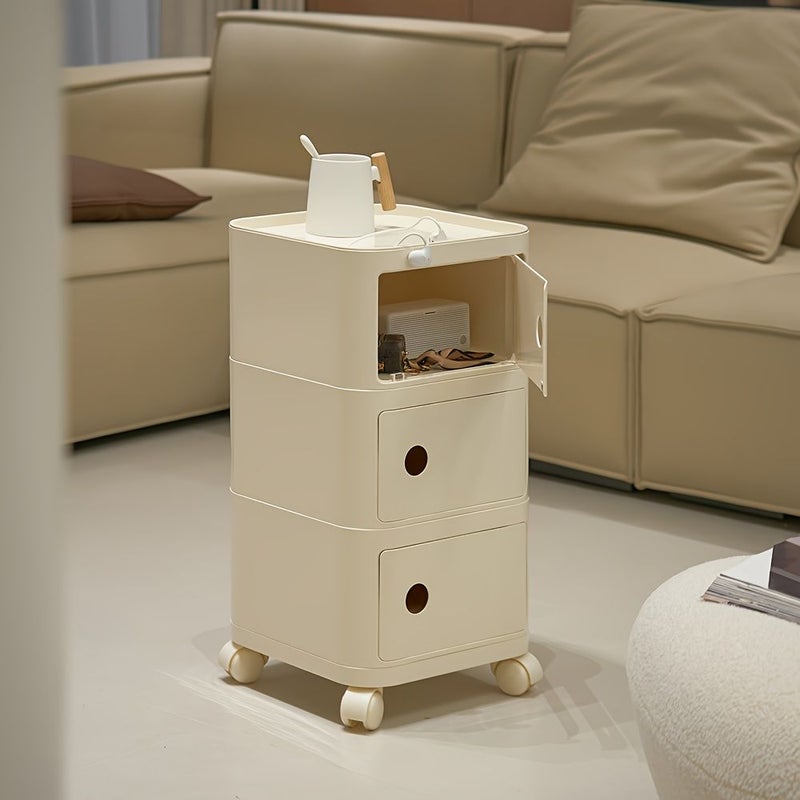 Square ABS Plastic Drawer Style Multi Layer Storage Cabinet For Bedroom Living Room And Kitchen Simple Portable Organizer Matcha Green Four Layer - Image 3