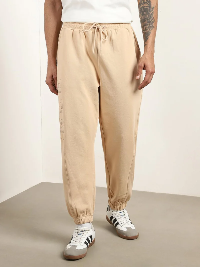 نوبيرو Men's Beige Jogger Sweatpants