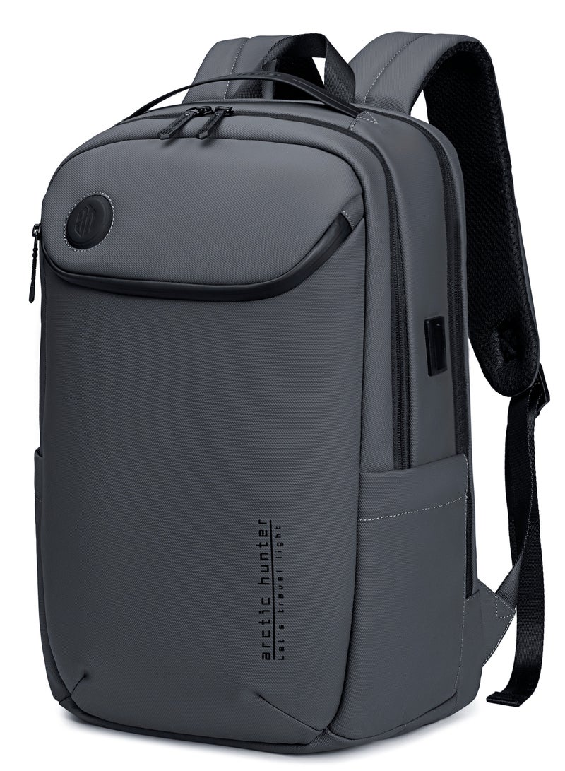 ARCTIC HUNTER Laptop Backpack Water Resistant Polyester Daypack with Built In USB/Headphone Port Computer Bag for Men Women B00555 Grey - Image 1