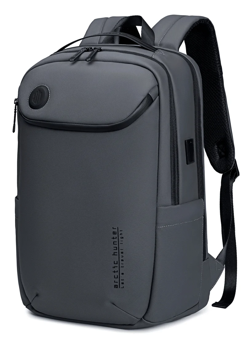 أركتيك هانتر Laptop Backpack Water Resistant Polyester Daypack with Built In USB/Headphone Port Computer Bag for Men Women B00555 Grey