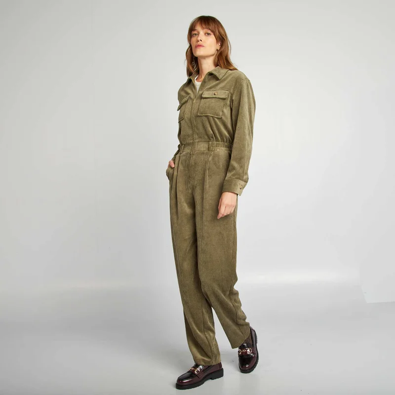 Kiabi Velour Jumpsuit Khaki