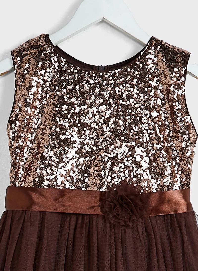 Little Golden Apple Sequin Bodice Tulle Dress